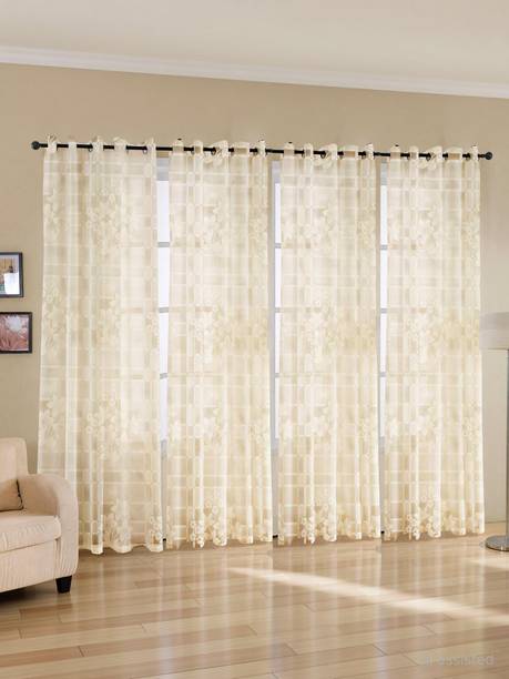 JUBILANT HOME FASHION 214 cm (7 ft) Door Net Semi Transparent Curtain (Pack Of 4)