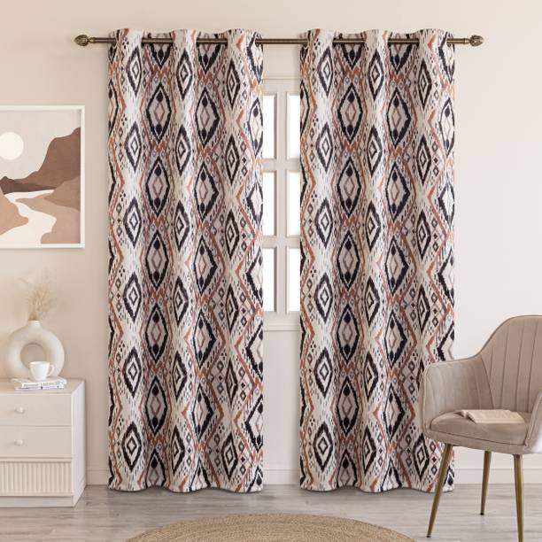 HOMEMONDE 152.4 cm (5 ft) पॉलिएस्टर खिड़की पर्दा (2  का पैक)