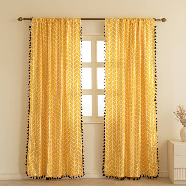 HOMEMONDE 152.4 cm (5 ft) Cotton Room Darkening Window Curtain (Pack Of 2)