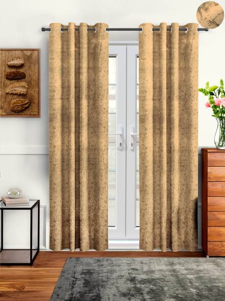 Cortina 210 cm (7 ft) Door Velvet Room Darkening Curtain (Pack Of 2)