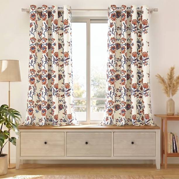 Story@home 152 cm (5 ft) Window Cotton Semi Transparent Curtain (Pack Of 2)