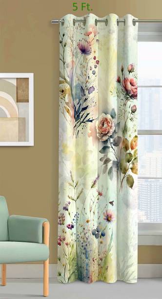 EXOTICE 120 cm (4 ft) Window Polyester Room Darkening Curtain Single Curtain