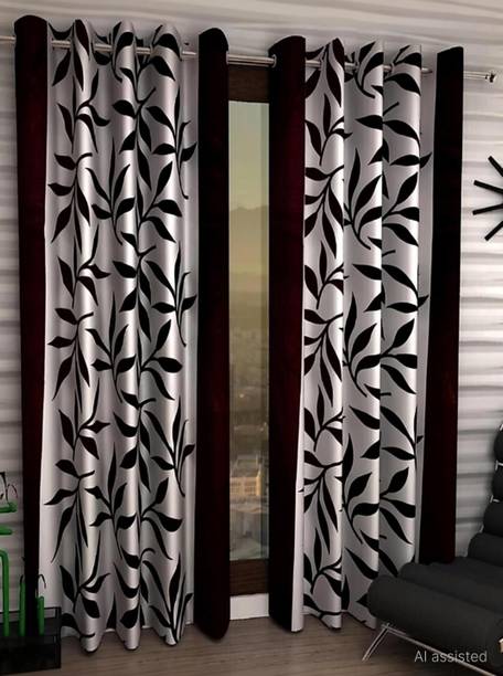 HOUSE OF COMMON 274.3 cm (9 ft) Long Door Polyester Semi Transparent Curtain (Pack Of 2)