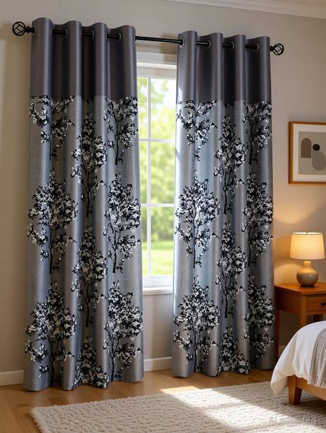 DARSHANAM WORLD 214 cm (7 ft) Door Polyester Semi Transparent Curtain (Pack Of 2)