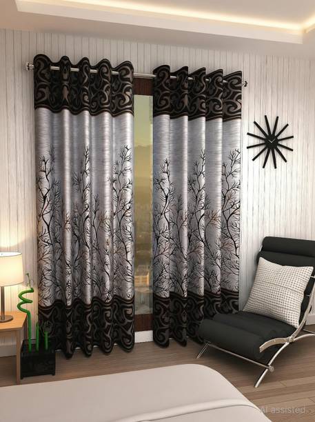 Home Sizzler 275 cm (9 ft) Long Door Polyester Semi Transparent Curtain (Pack Of 2)