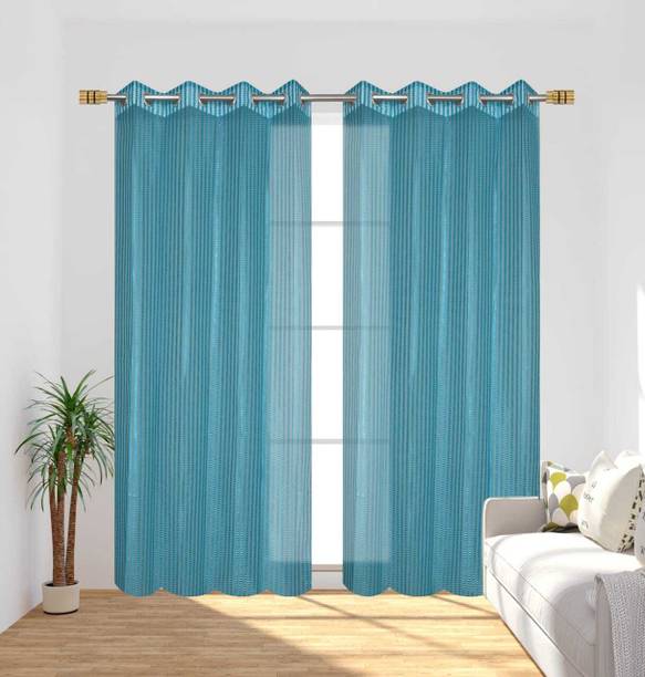 DRAPE AURA 153 cm (5 ft) Window Tissue Transparent Curtain (Pack Of 2)