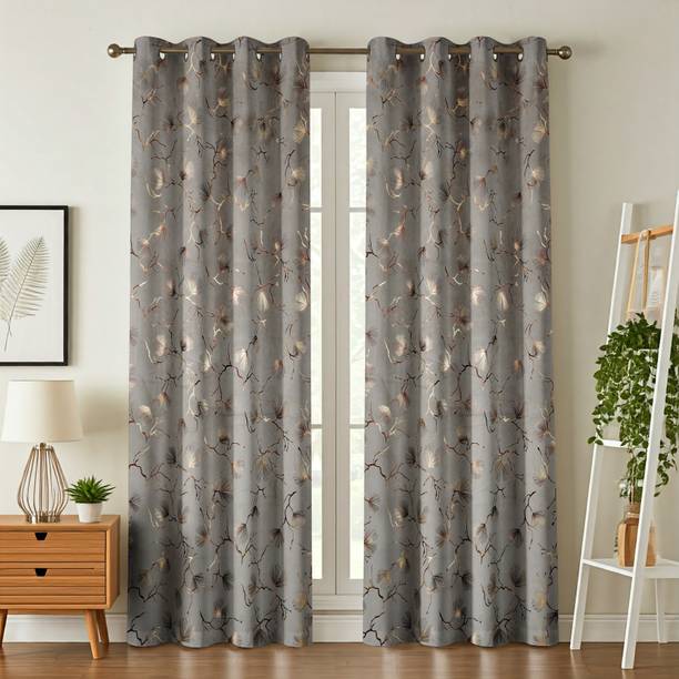 Galaxy Drape 213 cm (7 ft) Door Velvet Room Darkening Curtain (Pack Of 2)