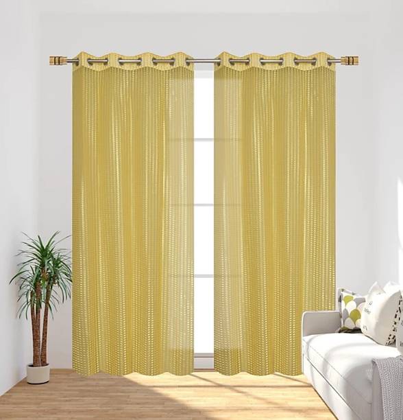 DTODEXPRESS 152.4 cm (5 ft) Tissue Semi Transparent Window Curtain (Pack Of 2)