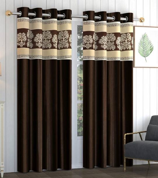 GARG FAB 270 cm (9 ft) Polyester Semi Transparent Long Door Curtain (Pack Of 2)