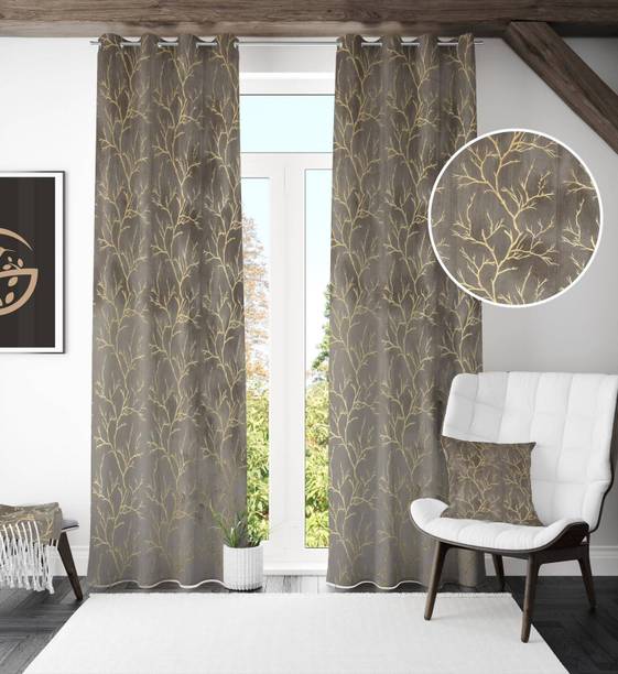 shopgallery 214 cm (7 ft) Door Velvet Room Darkening Curtain (Pack Of 2)