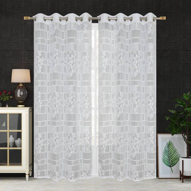 Flipkart SmartBuy 152 cm (5 ft) Window Net Semi Transparent Curtain (Pack Of 4)