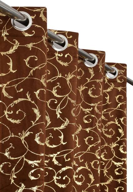 FABDRAPE 152.4 cm (5 ft) Window Velvet Room Darkening Curtain (Pack Of 2)