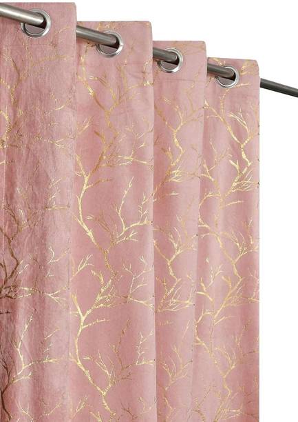 Makcraft 152.4 cm (5 ft) Window Velvet Room Darkening Curtain Single Curtain