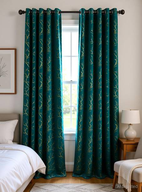 Arick Home 213 cm (7 ft) Door Velvet Blackout Curtain (Pack Of 2)