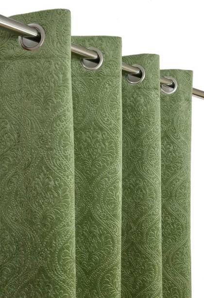 Brand Roots 214 cm (7 ft) Velvet Room Darkening Door Curtain (Pack Of 2)