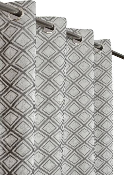 Phyto Home 274 cm (9 ft) Long Door Jacquard Blackout Curtain (Pack Of 2)