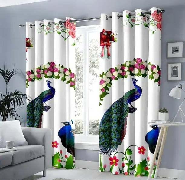 Tramb 213 cm (7 ft) Door Polycotton Semi Transparent Curtain (Pack Of 2)