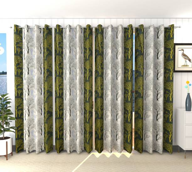 Monark 213 cm (7 ft) Door Polyester Semi Transparent Curtain (Pack Of 4)