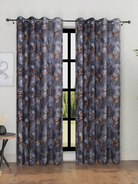 ROMEE 274 cm (9 ft) Polyester Room Darkening Long Door Curtain (Pack Of 2)