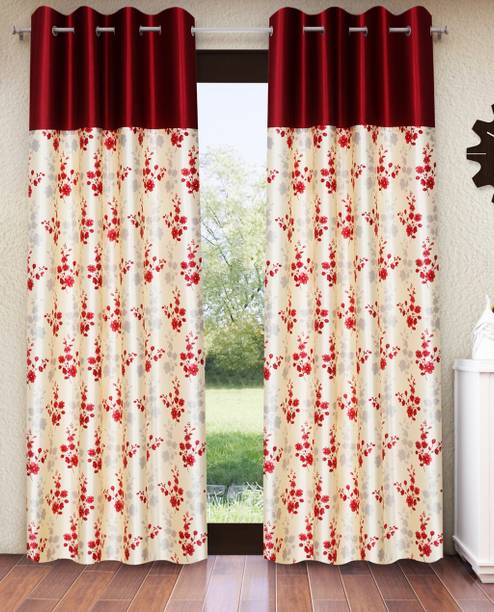 Home Sizzler 213 cm (7 ft) Polyester Semi Transparent Door Curtain (Pack Of 2)