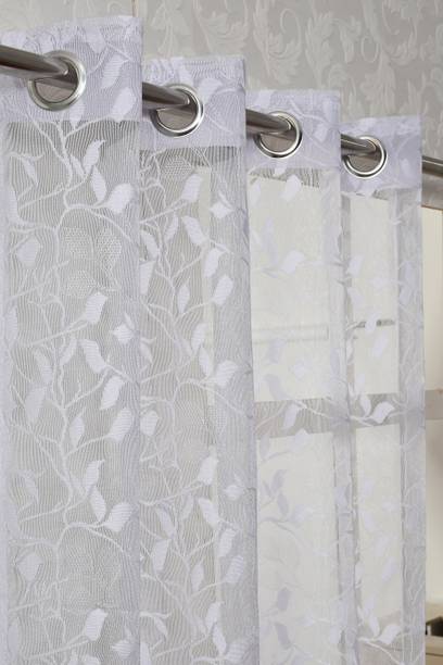 Arick Home 182 cm (6 ft) Net Semi Transparent Shower Curtain (Pack Of 2)