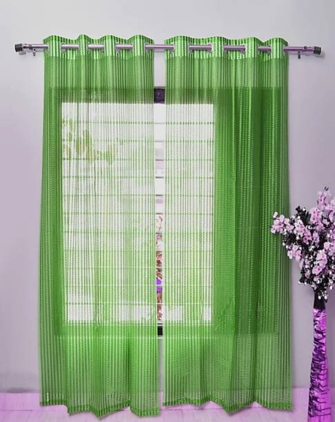 DTODEXPRESS 213.3 cm (7 ft) Tissue Semi Transparent Door Curtain (Pack Of 2)