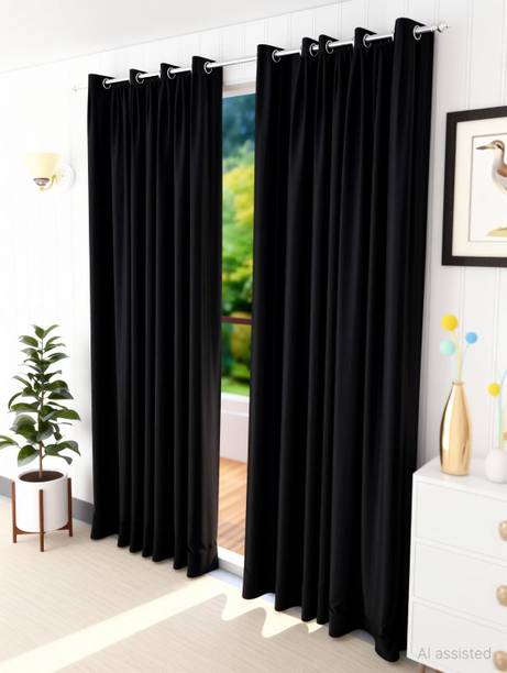 Fabrilia 213 cm (7 ft) Door Polyester Room Darkening Curtain (Pack Of 2)