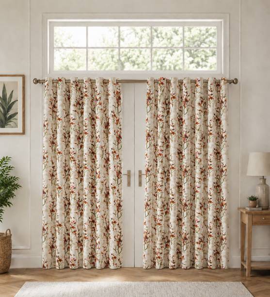Govindika 213 cm (7 ft) Door Cotton, Polycotton Room Darkening Curtain (Pack Of 2)