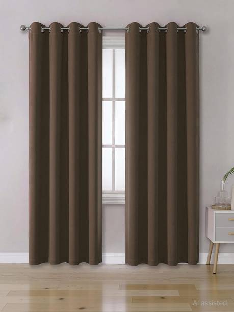 Home Stylish 213 cm (7 ft) Door Silk Blackout Curtain (Pack Of 2)