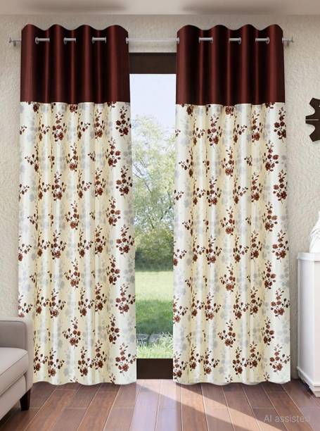 Home Sizzler 213 cm (7 ft) Door Polyester Semi Transparent Curtain (Pack Of 2)