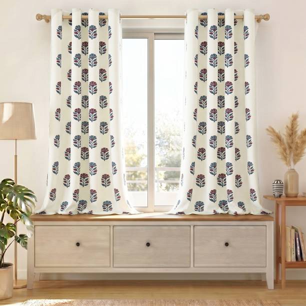 Story@home 152 cm (5 ft) Window Cotton Semi Transparent Curtain (Pack Of 2)