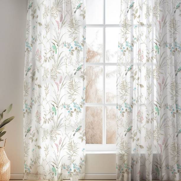 haus & kinder 210 cm (7 ft) Door Satin, Polyester Semi Transparent Curtain (Pack Of 2)