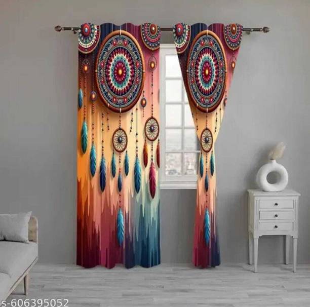 DEEPLOOM 213 cm (7 ft) Door Polyester Semi Transparent Curtain Single Curtain
