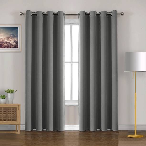 HOMEMONDE 243.86 cm (8 ft) Polyester Blackout Shower Curtain (Pack Of 2)