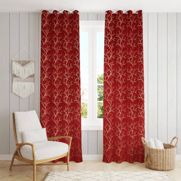 Decorish 152 cm (5 ft) Window Velvet Room Darkening Curtain (Pack Of 2)