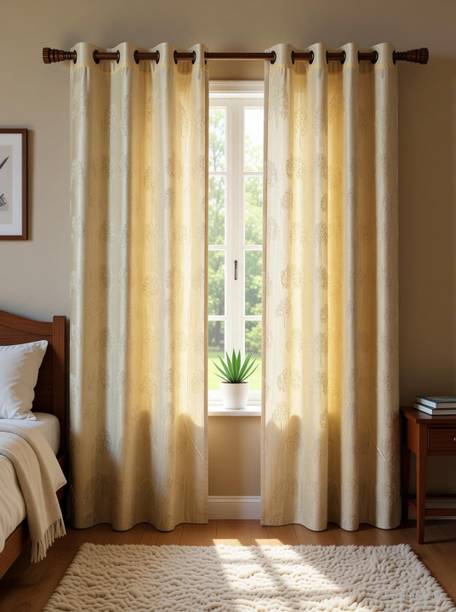 RADRUGS 150 cm (5 ft) Window Polycotton Room Darkening Curtain (Pack Of 2)