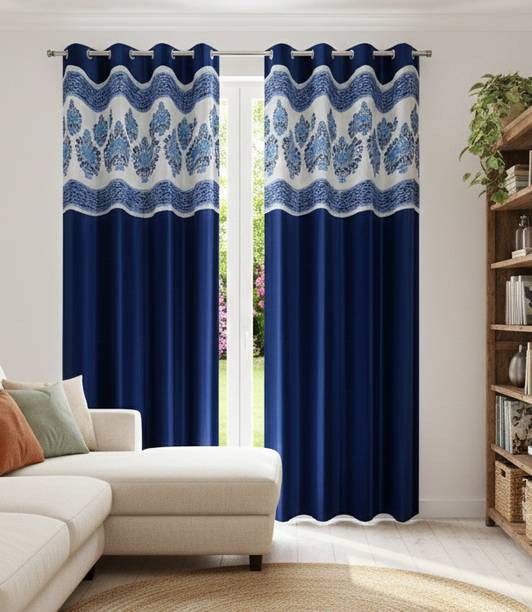 CURTINAID 152 cm (5 ft) Window Polyester Semi Transparent Curtain (Pack Of 2)