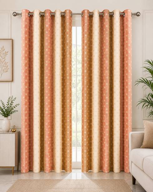 AanganAura 213 cm (7 ft) Door Polyester Semi Transparent Curtain Single Curtain