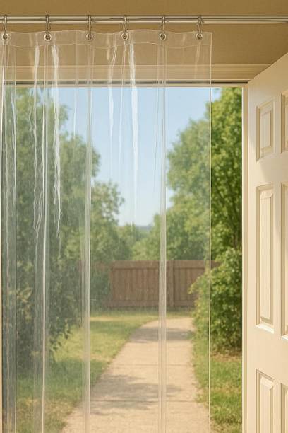 SHAVIN 220 cm (7 ft) Shower PVC Transparent Curtain Single Curtain