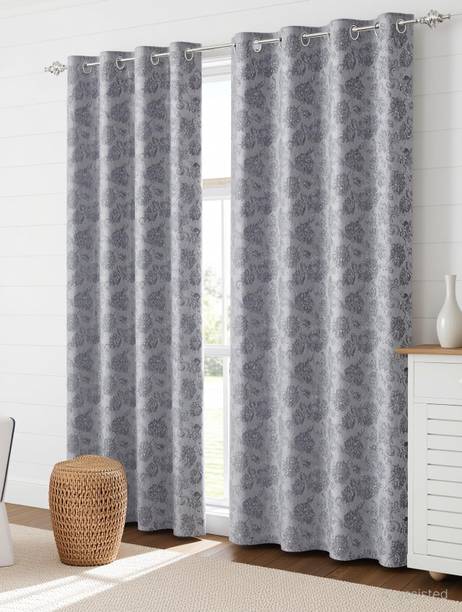 Saral Home 213 cm (7 ft) Door Cotton Room Darkening Curtain (Pack Of 2)