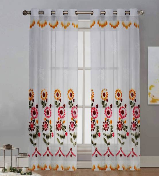 JUPON 214 cm (7 ft) Door Polyester Transparent Curtain Single Curtain