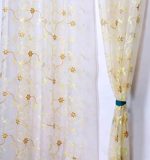 Brand Roots 214 cm (7 ft) Door Net Transparent Curtain (Pack Of 2)