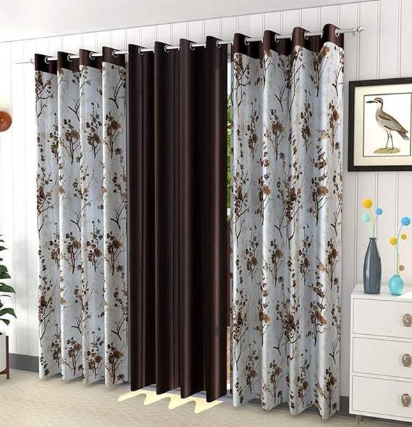Bala ji curtain 335 cm (11 ft) Long Door Polyester Room Darkening Curtain (Pack Of 3)