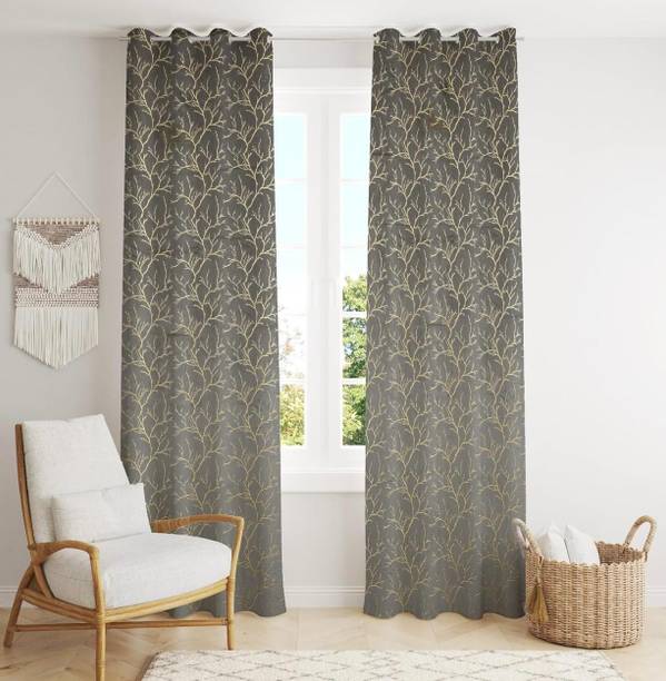 TAMAVI HOME STYLISH 212 cm (7 ft) Door Velvet Blackout Curtain (Pack Of 2)