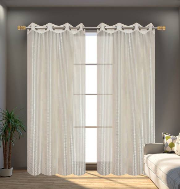Homefab India 152.4 cm (5 ft) Tissue Transparent Window Curtain (Pack Of 2)