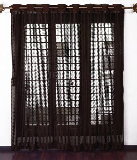 BANAVY 152 cm (5 ft) Tissue, Net Semi Transparent Window Curtain (Pack Of 2)