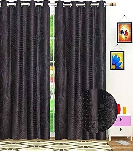 UNFOLD HAPPINESS 214 cm (7 ft) Polyester Room Darkening Door Curtain (Pack Of 2)