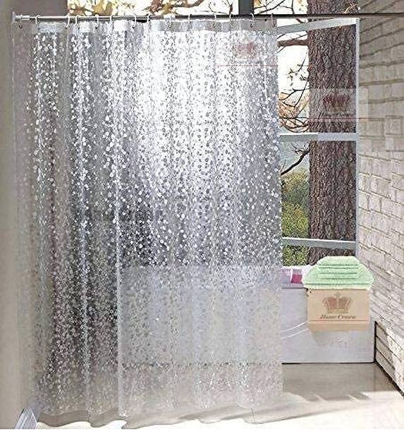 UNFOLD HAPPINESS 213 cm (7 ft) PVC Semi Transparent Shower Curtain Single Curtain