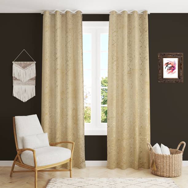 Kraftiq Homes 214 cm (7 ft) Door Velvet Room Darkening Curtain (Pack Of 2)