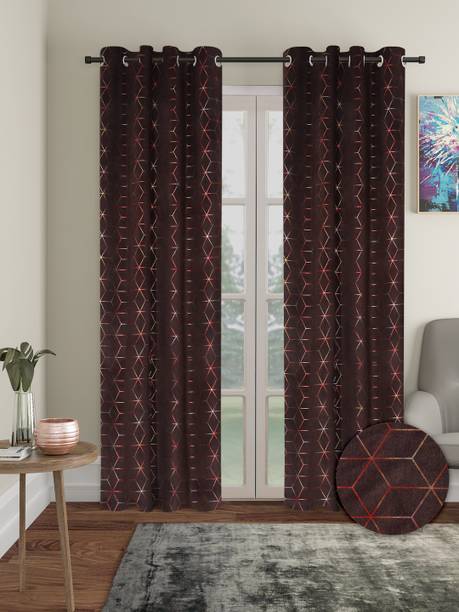 Cortina 270 cm (9 ft) Long Door Velvet Room Darkening Curtain (Pack Of 2)